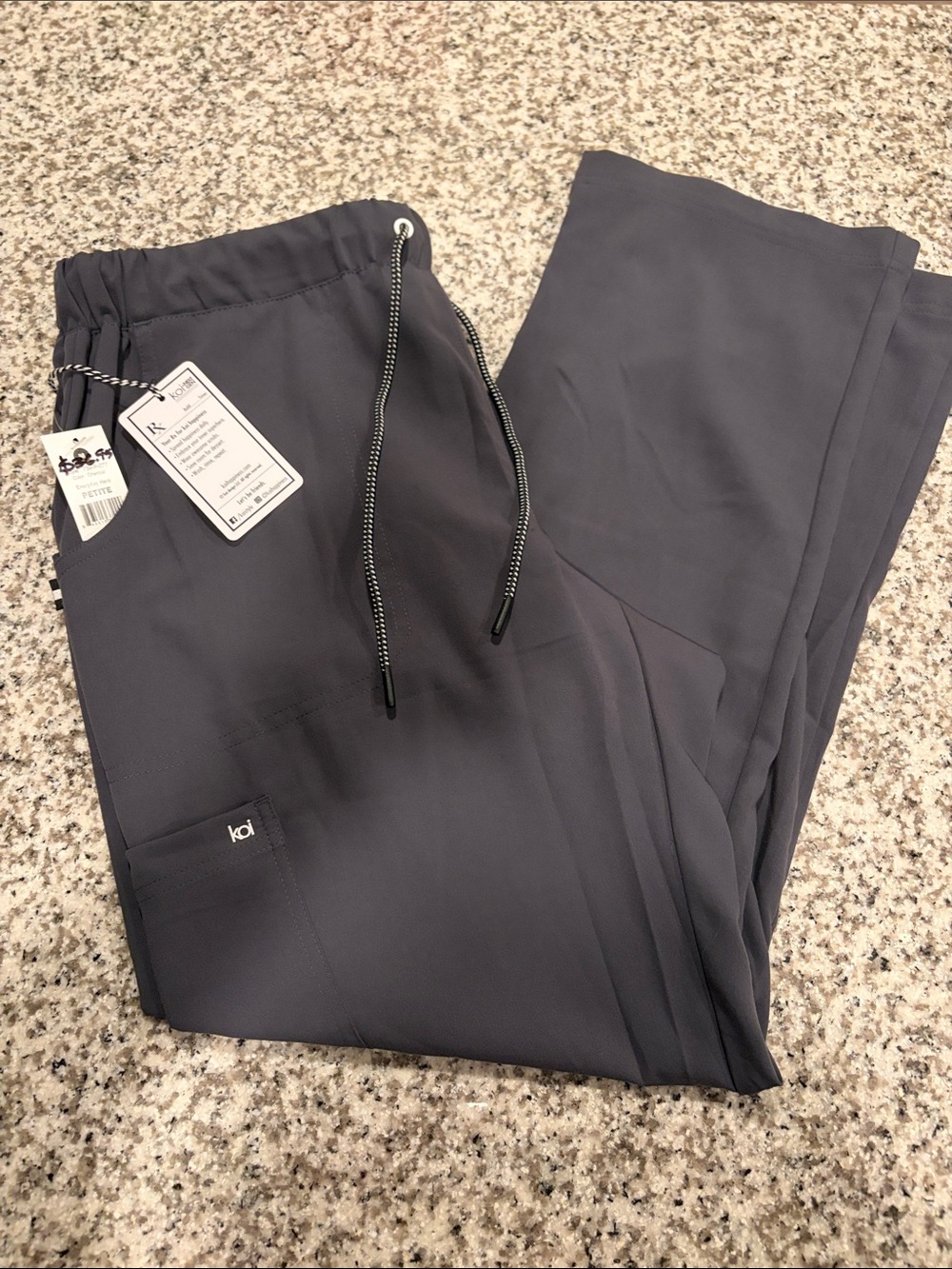 koi Men's Drawstring Jogger Scrub Pants in Charcoal Gray